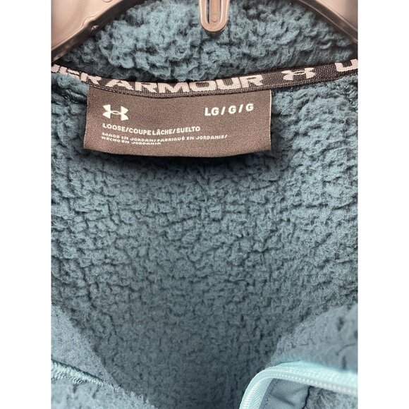 UNDER ARMOUR Women's Sherpa Fleece 1/4-Zip Teal Green Comfort Jacket Size Large - Picture 2 of 16